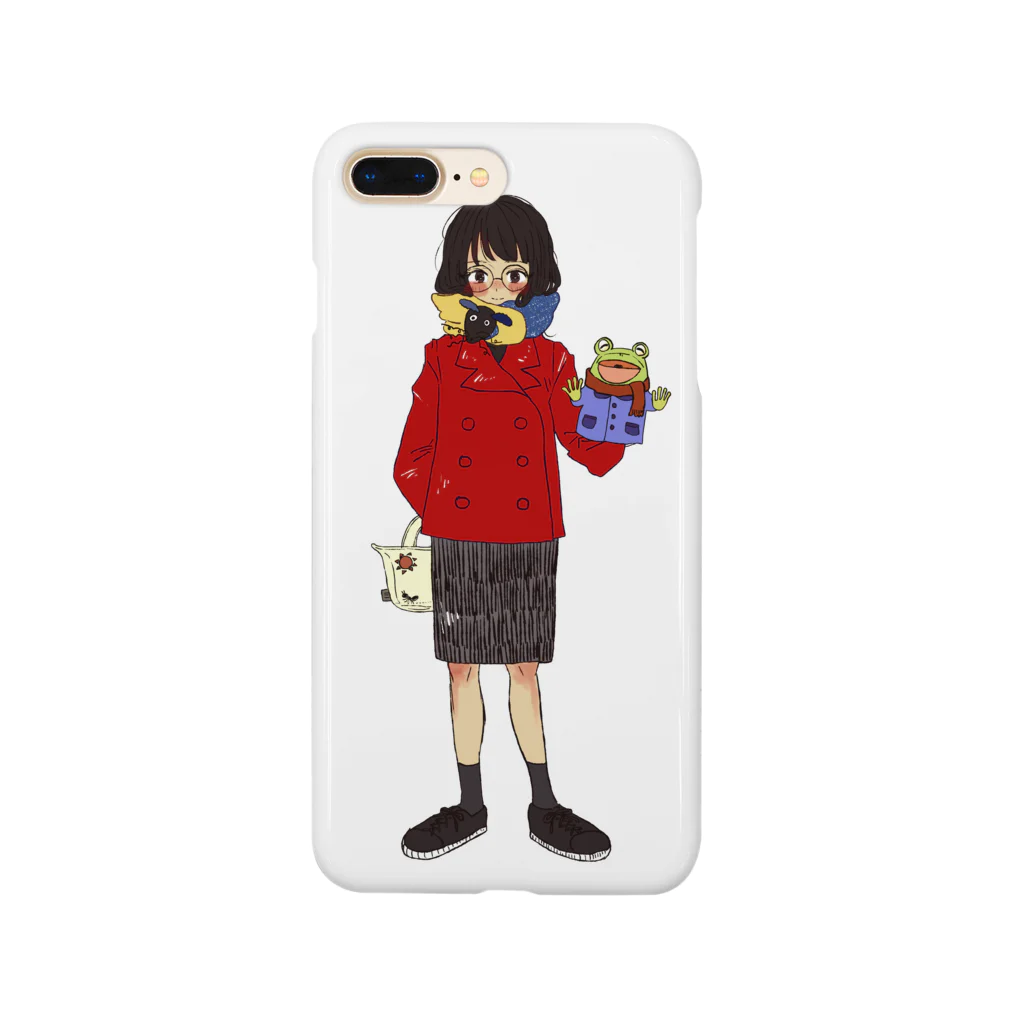 urimushi_064のそばかす眼鏡の赤コート女の子 Smartphone Case