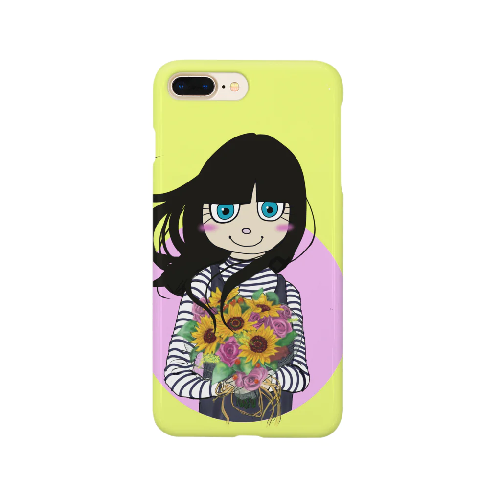 阿月紫音の花束を持つ少女 Smartphone Case