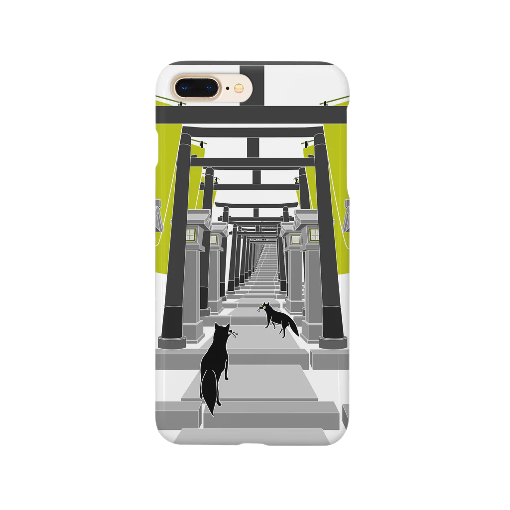 Amiの黒狛狐と穂波 神社 Smartphone Case