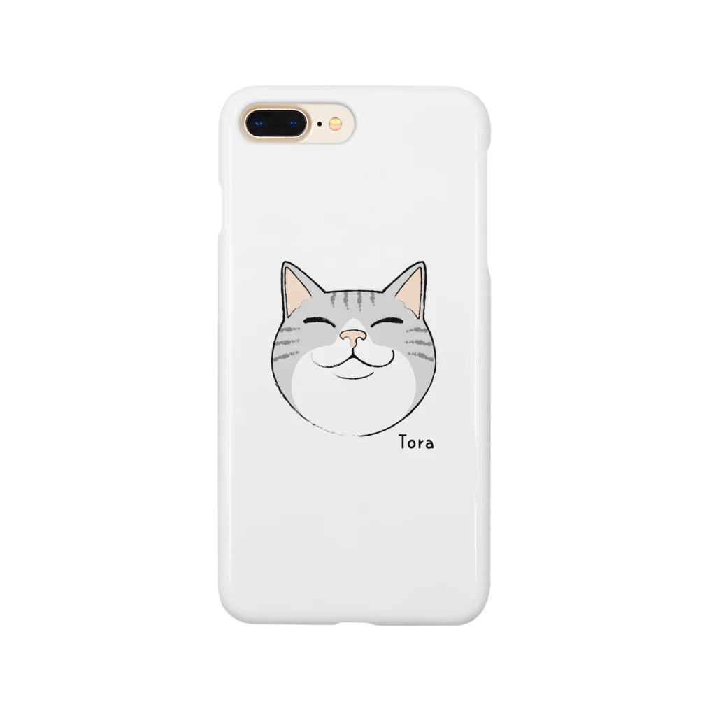 micle-ミクレ-のほほえみ猫　スマートフォンケース（トラ／グレー） Smartphone Case