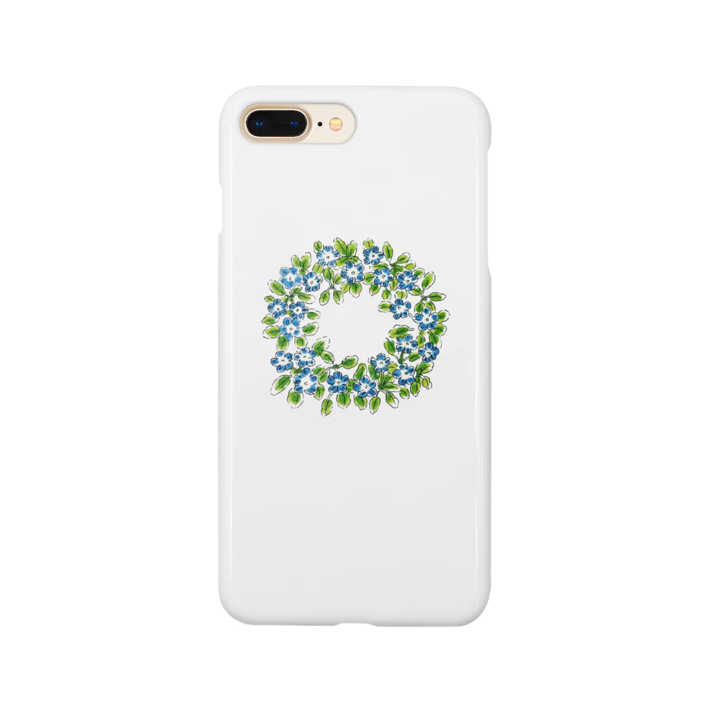 GreenDoodleArtの青い小花のミニリース Smartphone Case