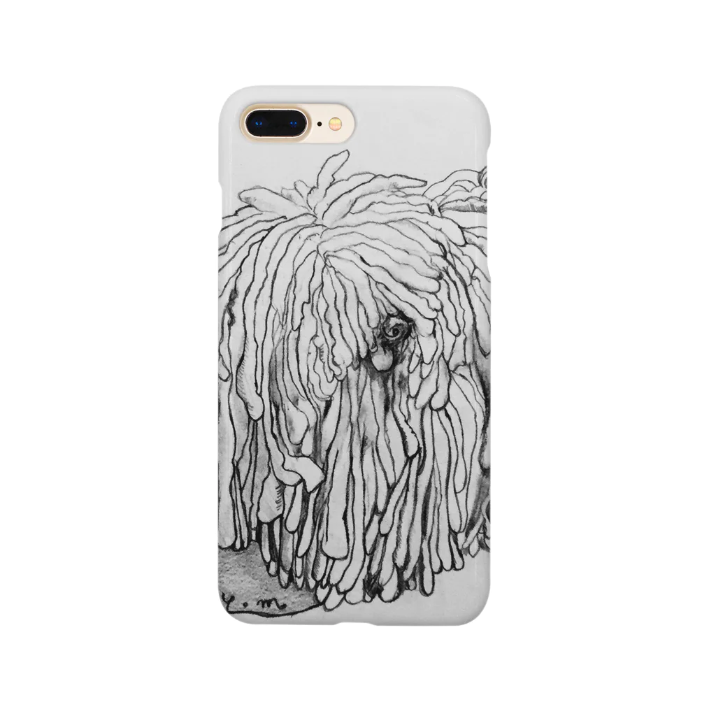 光平洋子のかしこいプーリー犬が振り向いた。puli illustration  Smartphone Case