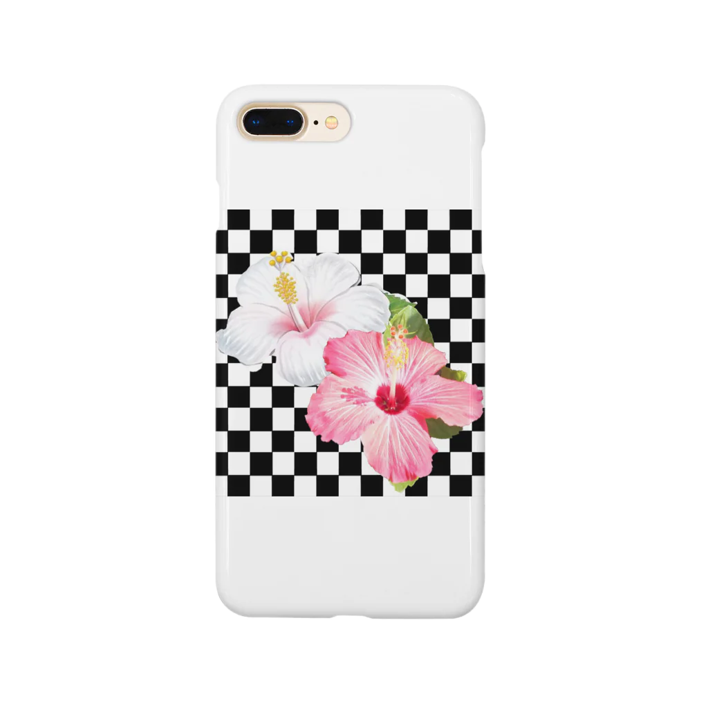 8PIXELのホワイトピンクハイビスカス🌺 スマホケース