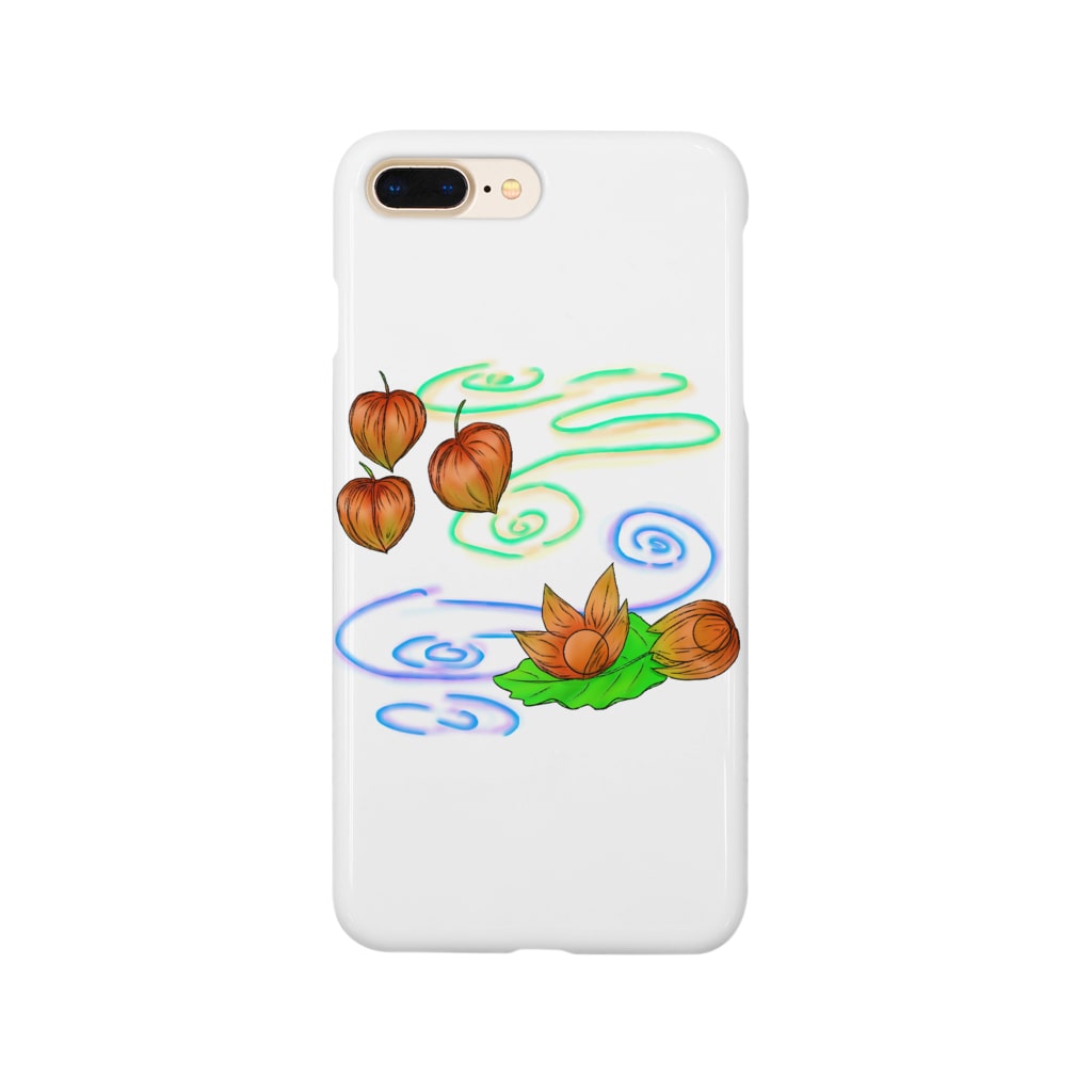Lily bird（リリーバード）のホオズキ 水紋背景（和柄） Smartphone Case