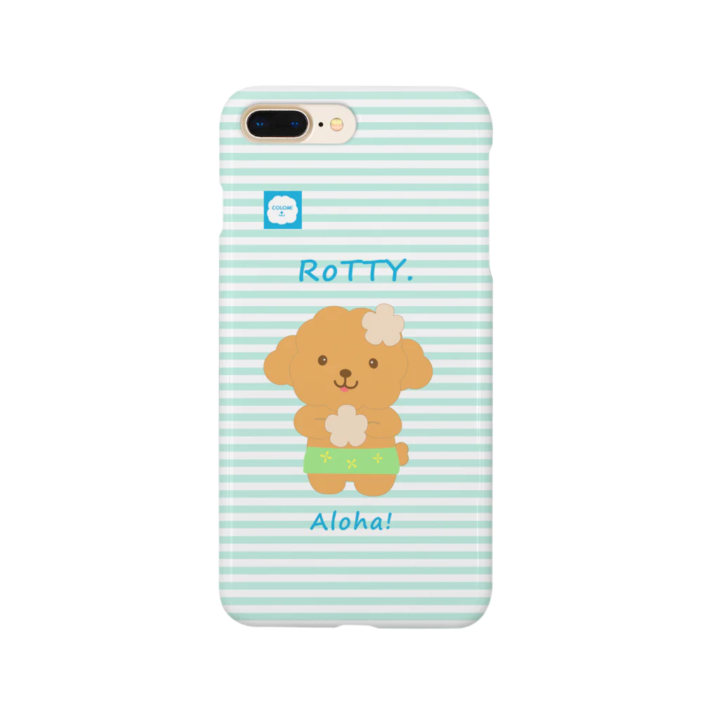 コロ。COLOM.犬いぬdogリボングッズ.の【COLOM.】コロ。トイプードル犬【ロティ】aloha!!!ブルー Smartphone Case