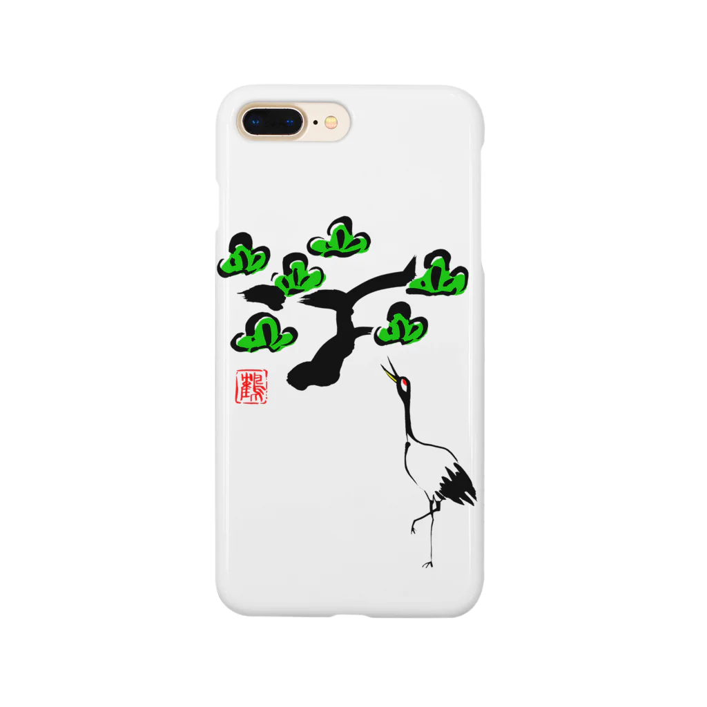 shabonremonの松と鶴 墨絵風Tシャツ Smartphone Case