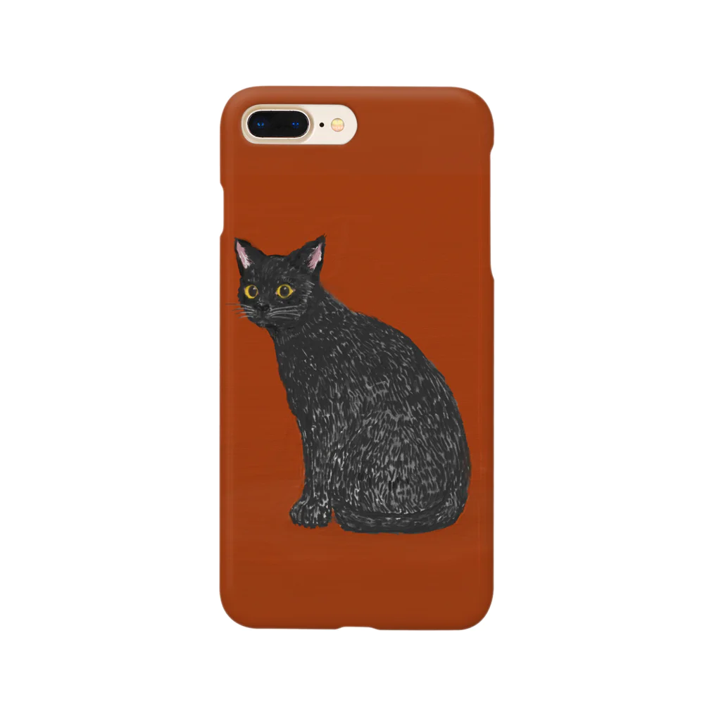 Atamona design shopの油絵風 黒ネコ スマホケース Smartphone Case