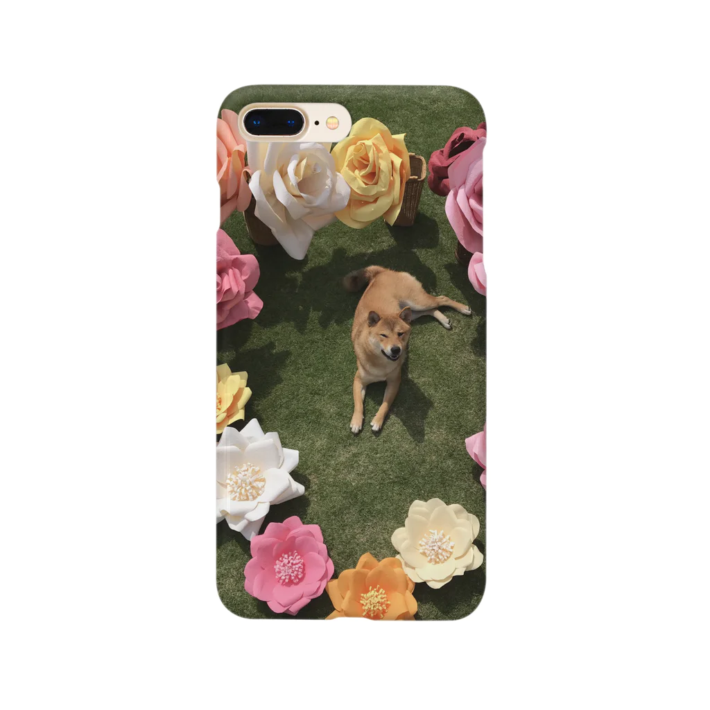 Macaro0603のビッグフラワーと柴犬とま Smartphone Case