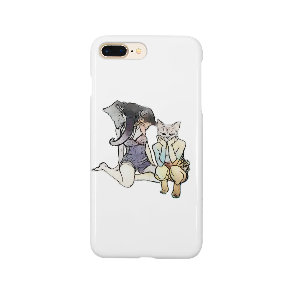 無難しめじのゾウとネコ Smartphone Case