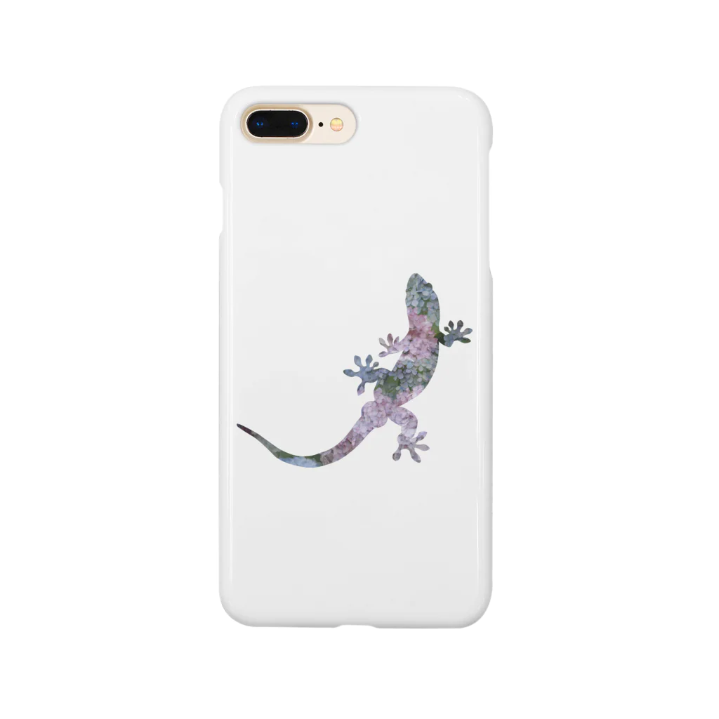 りっちゃん🦖のニホンヤモリ×紫陽花 スマホケース