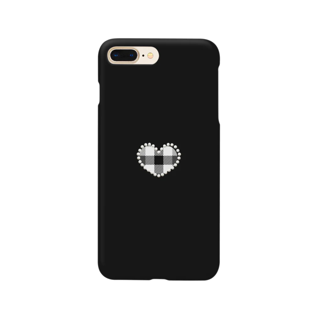 merongのギンガムチェック＆パールハート(ブラック) Smartphone Case
