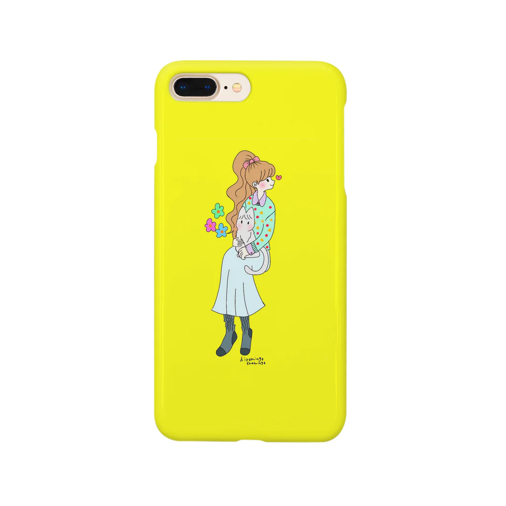 ヒロミンゴフラミンゴの女の子と猫 Smartphone Case