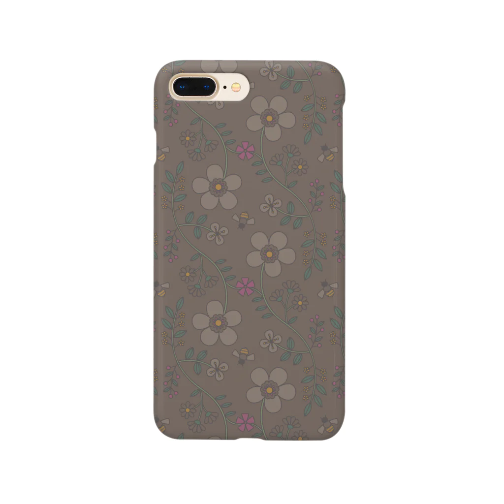 d*ropsのflower mix / brown Smartphone Case