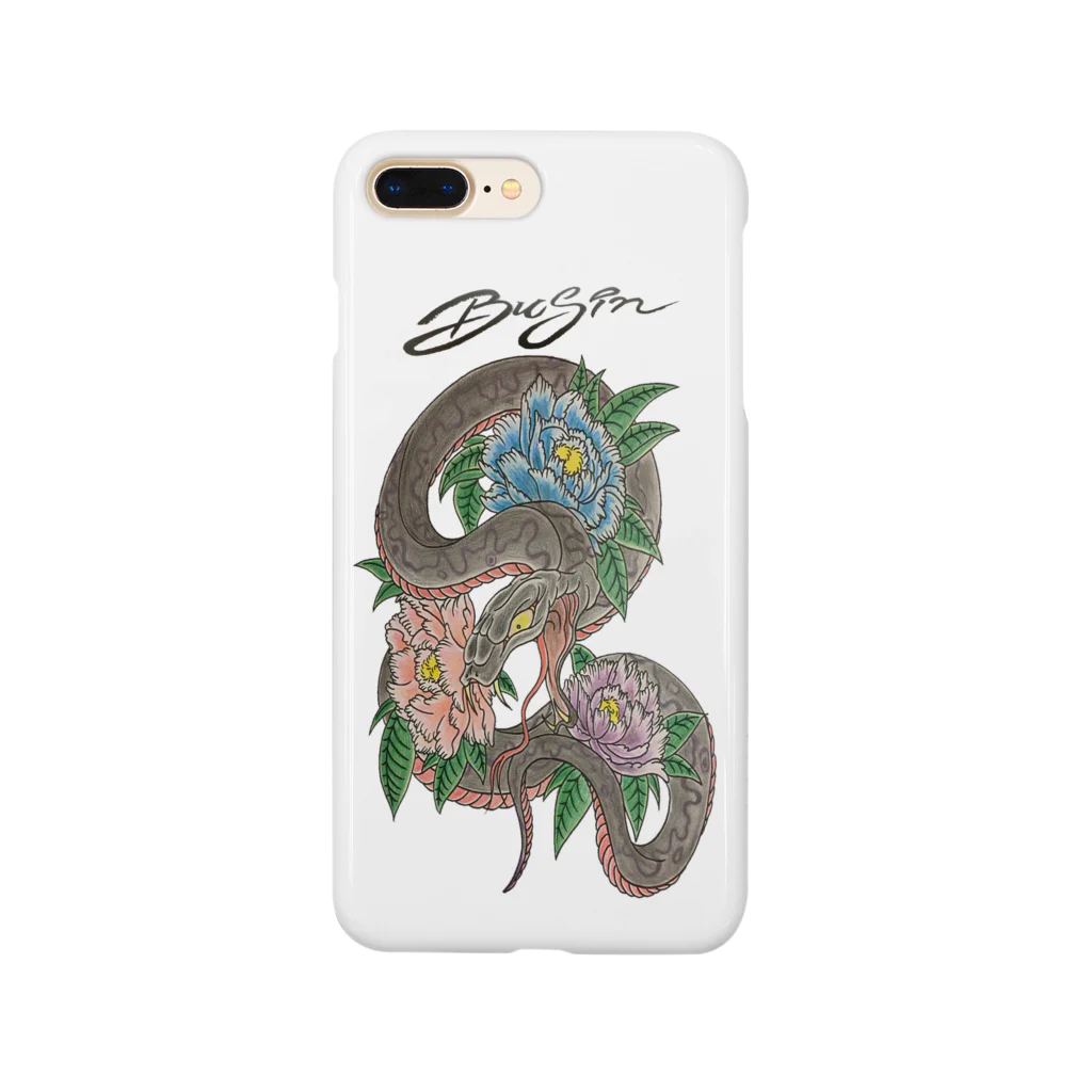 Takezo(busin)のTATOO画(牡丹と蛇) Smartphone Case