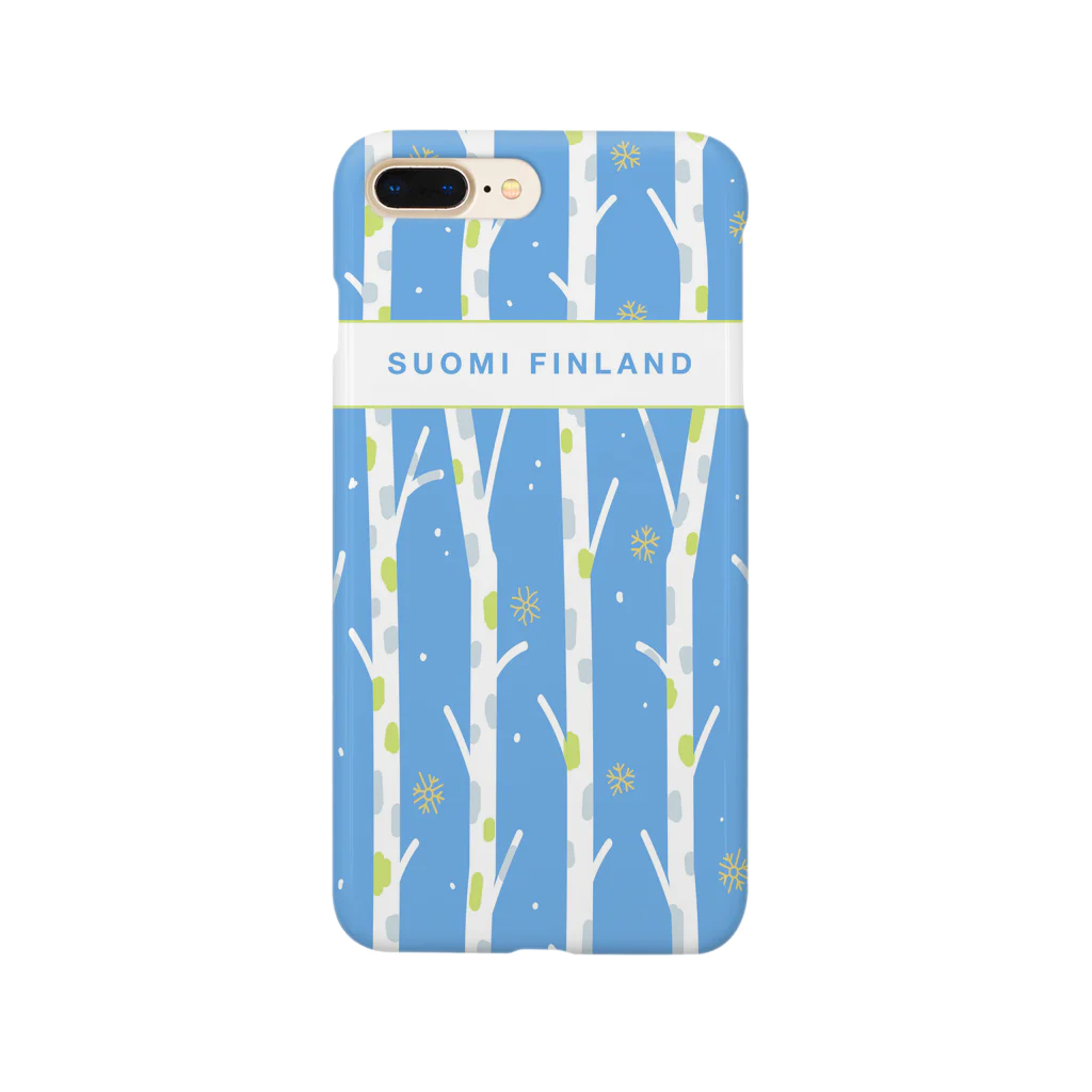 cream houseのフィンランドの白樺（skyblue）  Smartphone Case