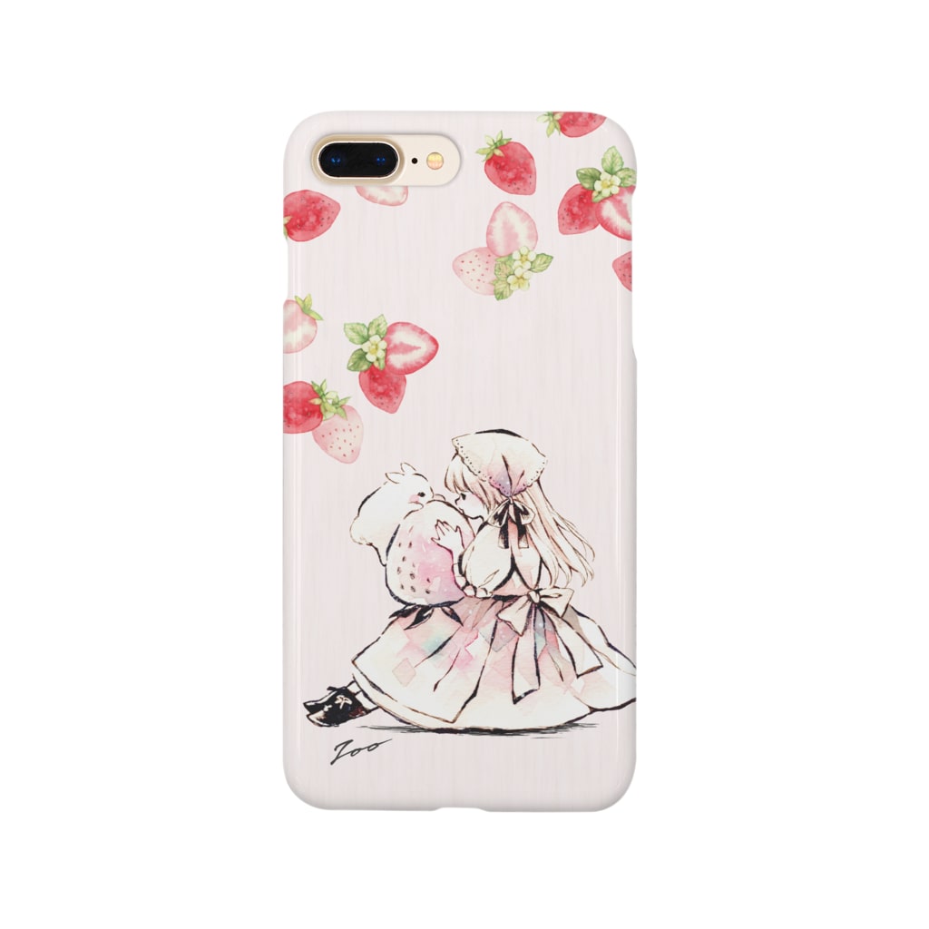 かわいい苺と女の子とうさぎのイラストスマホカバー Smartphone Cases Iphone By 遠北ほのかのお店 Honokatookita Suzuri