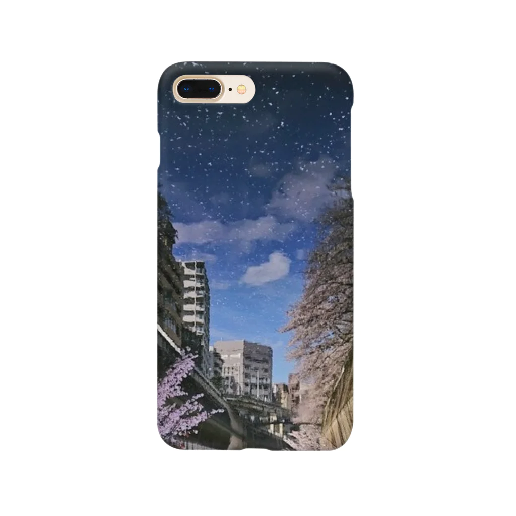 古春一生(Koharu Issey)の桜降る川空へ。 Smartphone Case