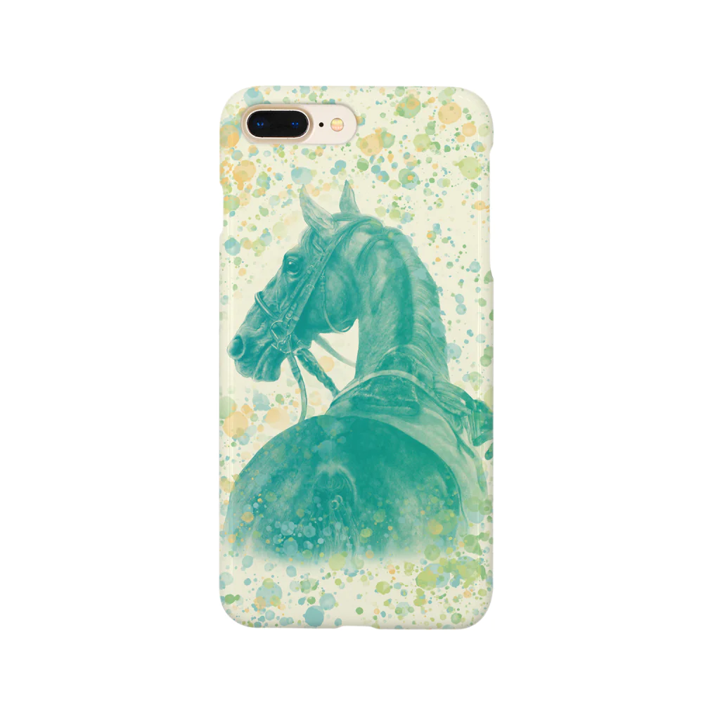 馬の絵の画家　斉藤いつみのサラブレッドの肖像画（グリーン） Smartphone Case