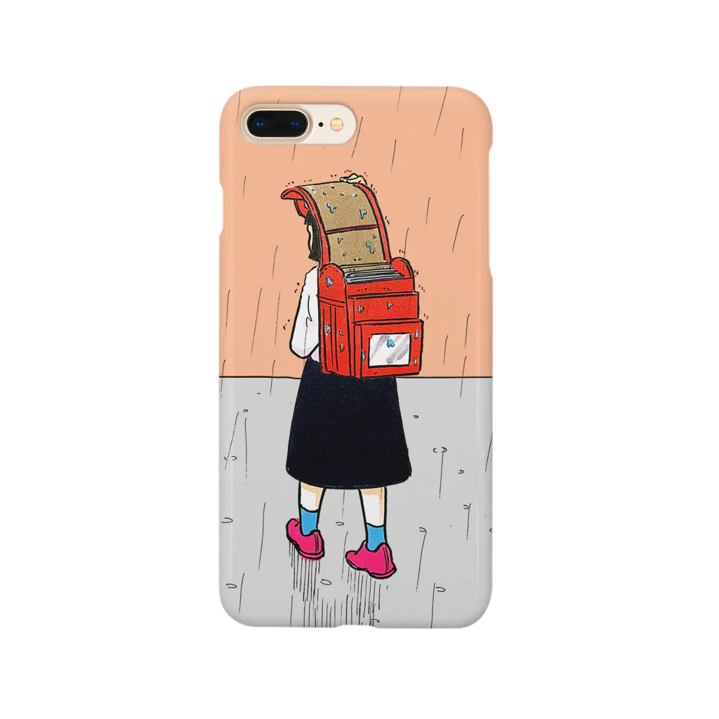 森本大百科の雨を避けるために教科書を犠牲にする少女 Smartphone Case