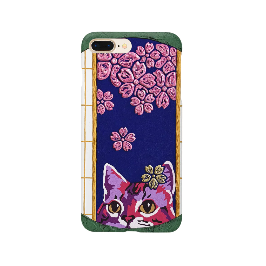 高井里華の夜桜【猫】【家紋】【桜】【夜】 Smartphone Case