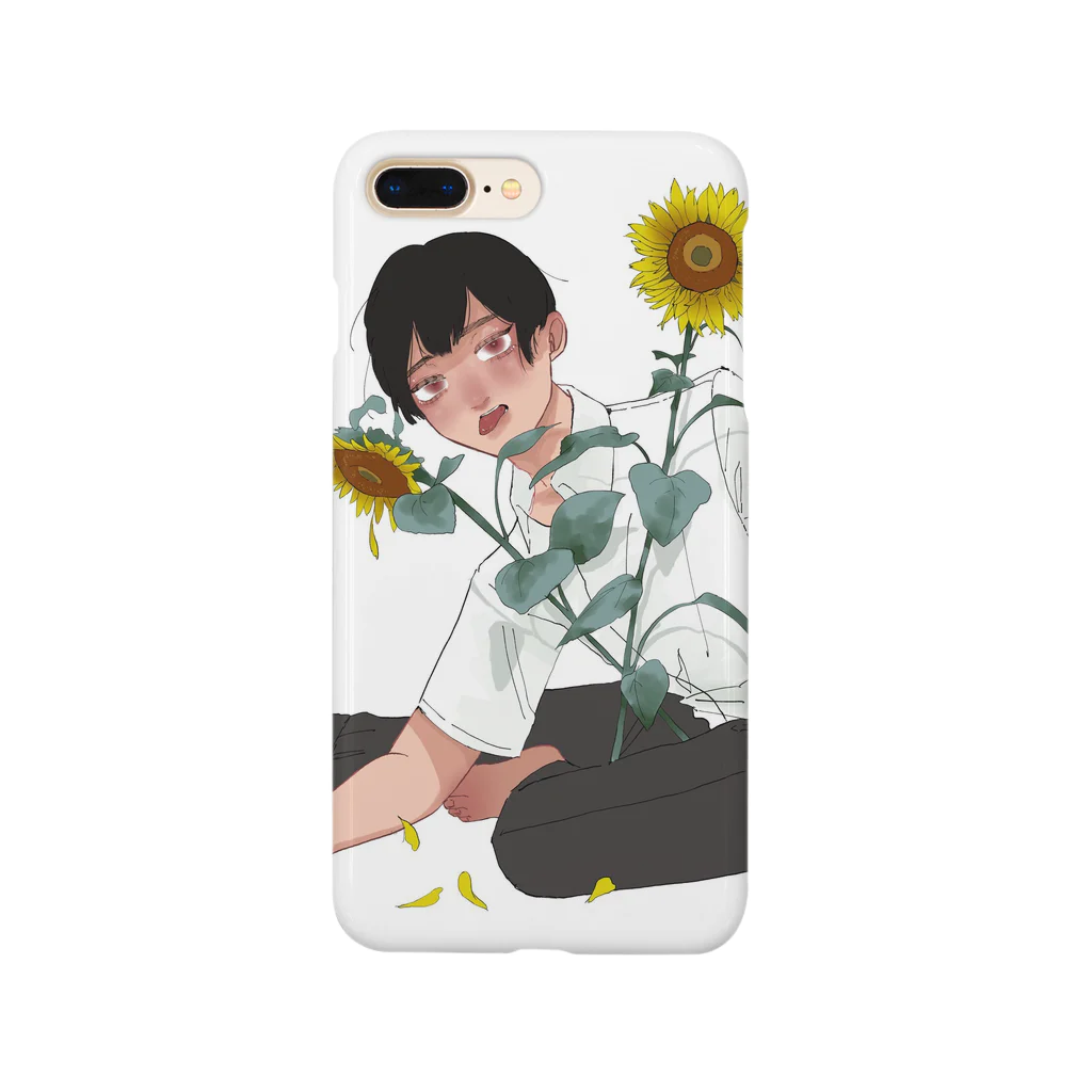 藻川湯畔のひまわりと少年 Smartphone Case