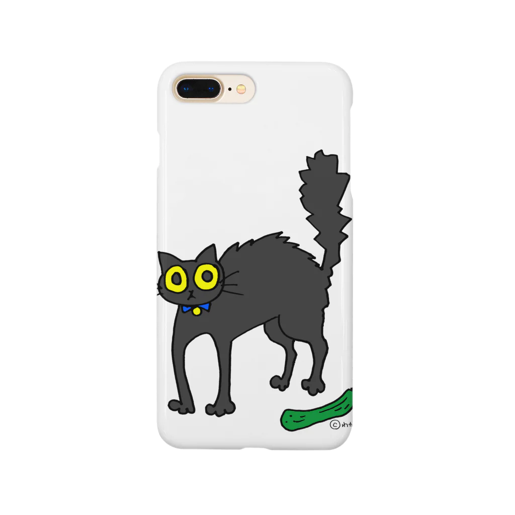 📎若尾桂子📎のキュウリに驚く黒猫 Smartphone Case