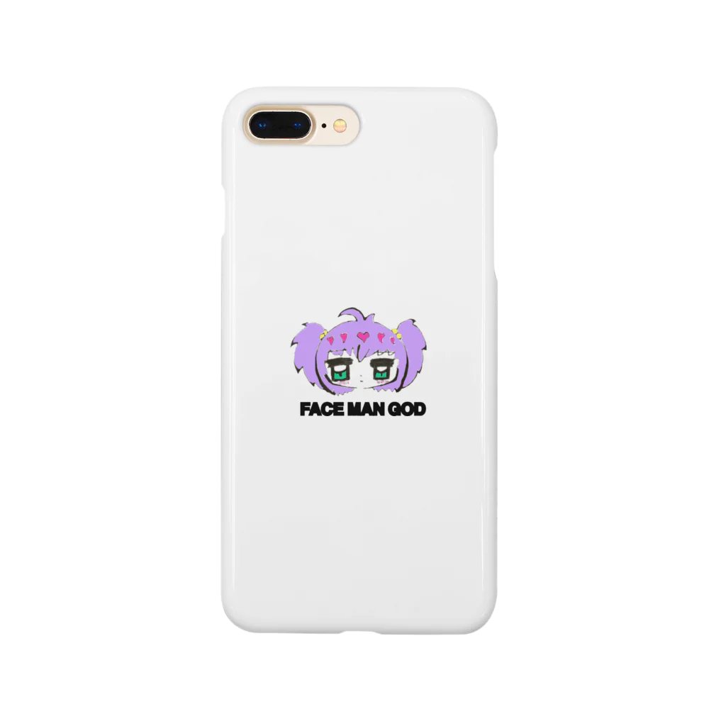 すいすい動物のFACE MAN GODちゃん(Purple) スマホケース