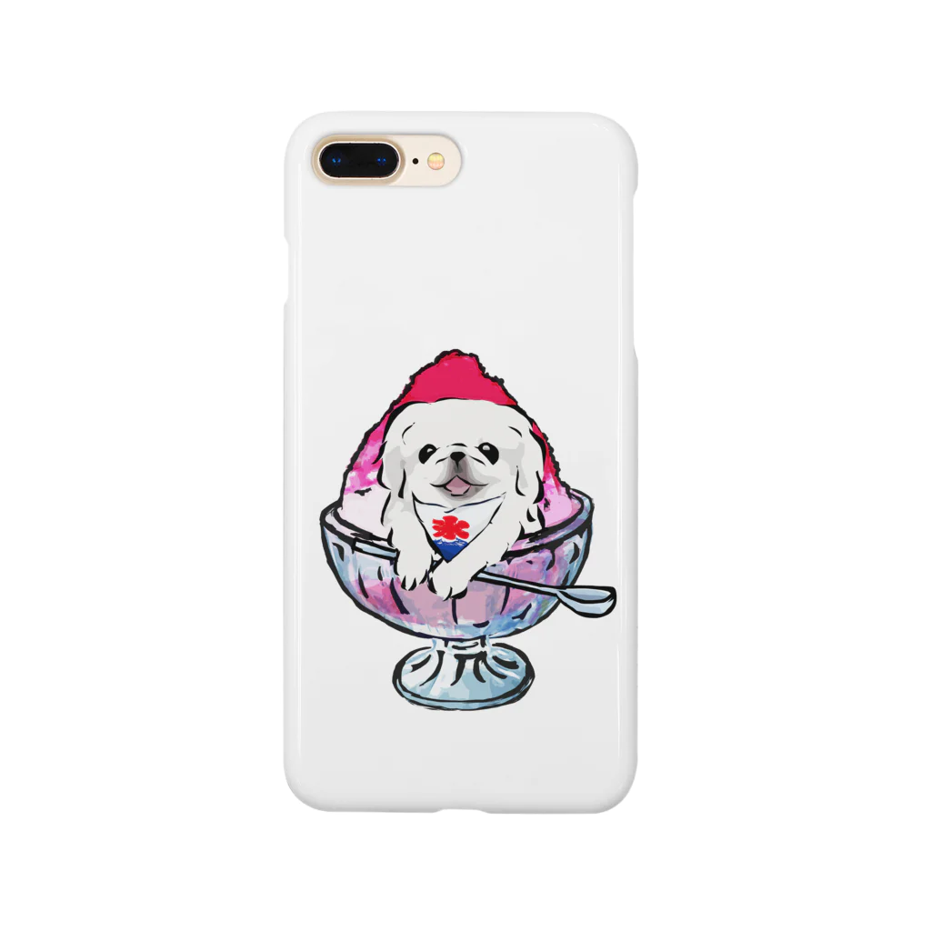 犬グッズの店しえるぶるーのかき氷ワンちゃん　氷イチゴ　ペキニーズ　ホワイト Smartphone Case