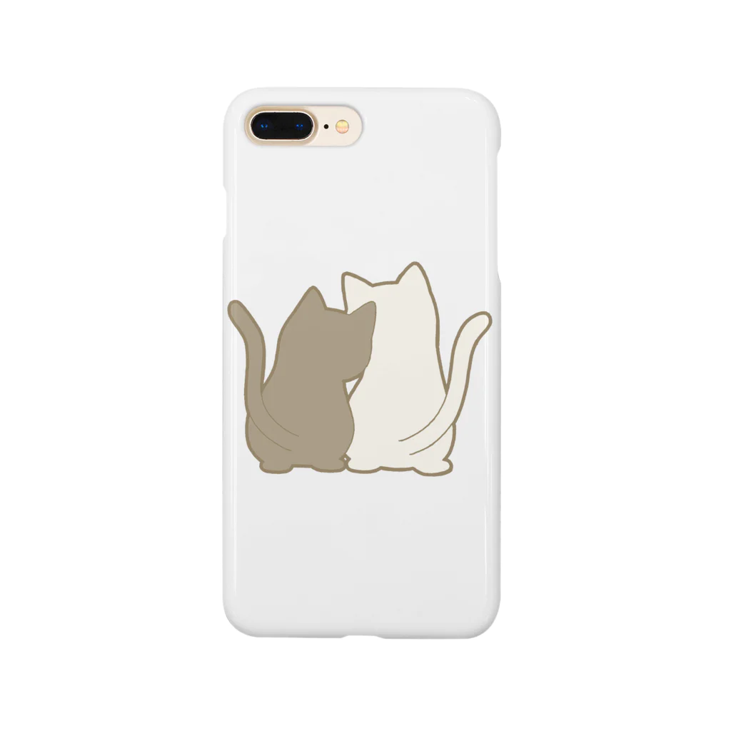 かわいいもののおみせ　いそぎんちゃくの仲良し猫の背中　黒&白 Smartphone Case