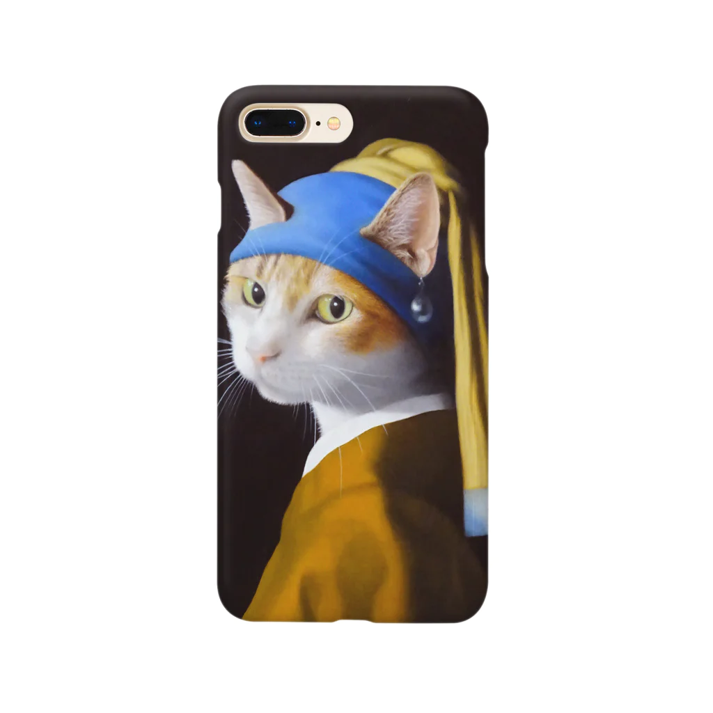 ojiartの真珠の耳飾りの猫 Smartphone Case