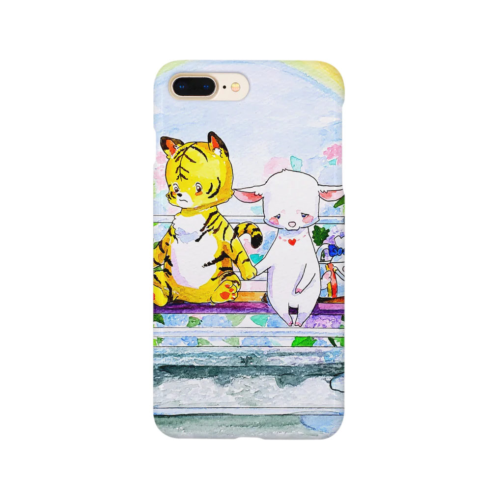 水彩イラストグッズのあじさいのバス停 Smartphone Case