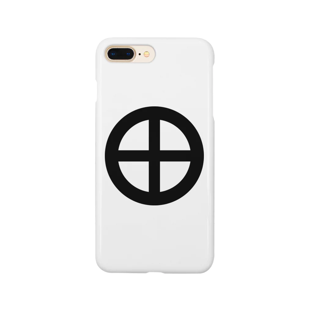 風天工房の丸に十文字紋 （島津義弘）黒 Smartphone Case