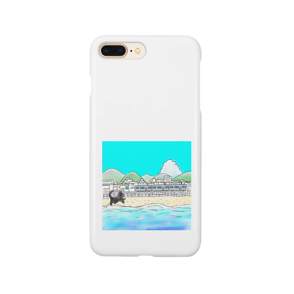 魚風商店の海辺の街とネコ Smartphone Case