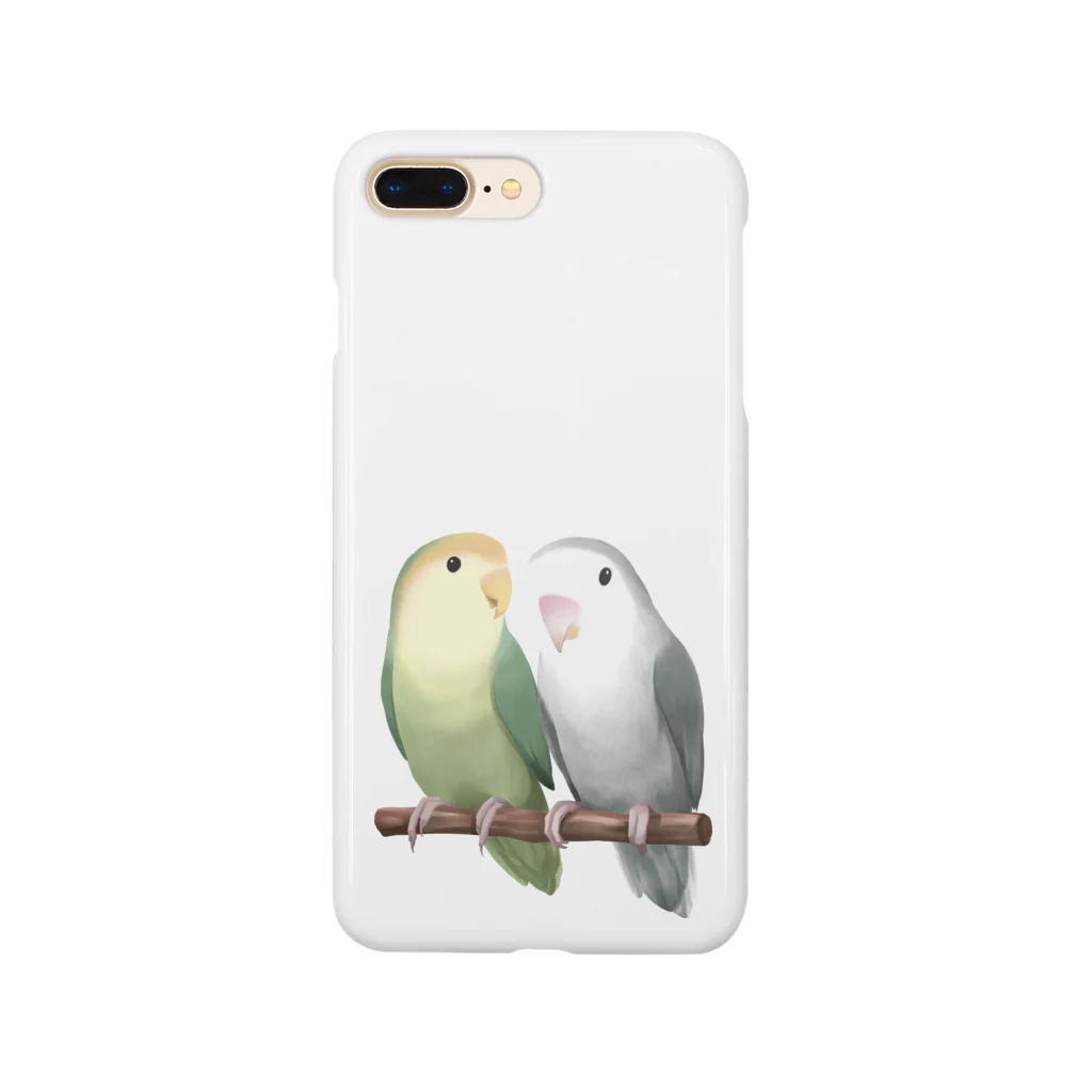 まめるりはことりのコザクラインコ　モーブとオリーブ【まめるりはことり】 Smartphone Case