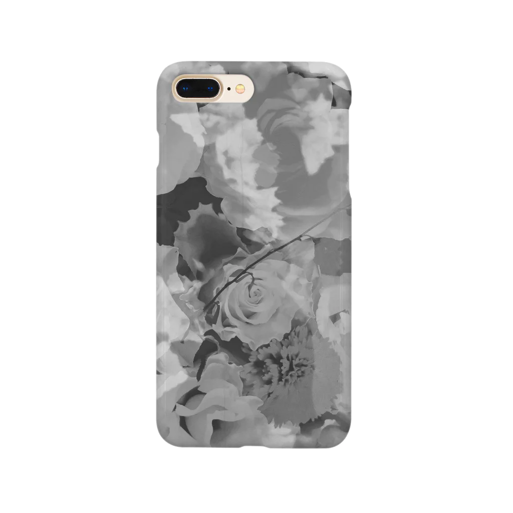 もちもちポメラニアンの花　グレー Smartphone Case