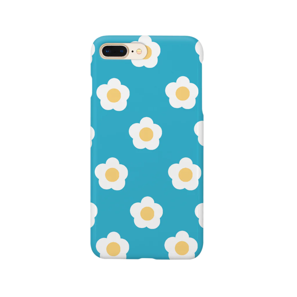 PUCA𓅹PUCA （すぽんじ）のWhite Flower(ターコイズブルー) Smartphone Case