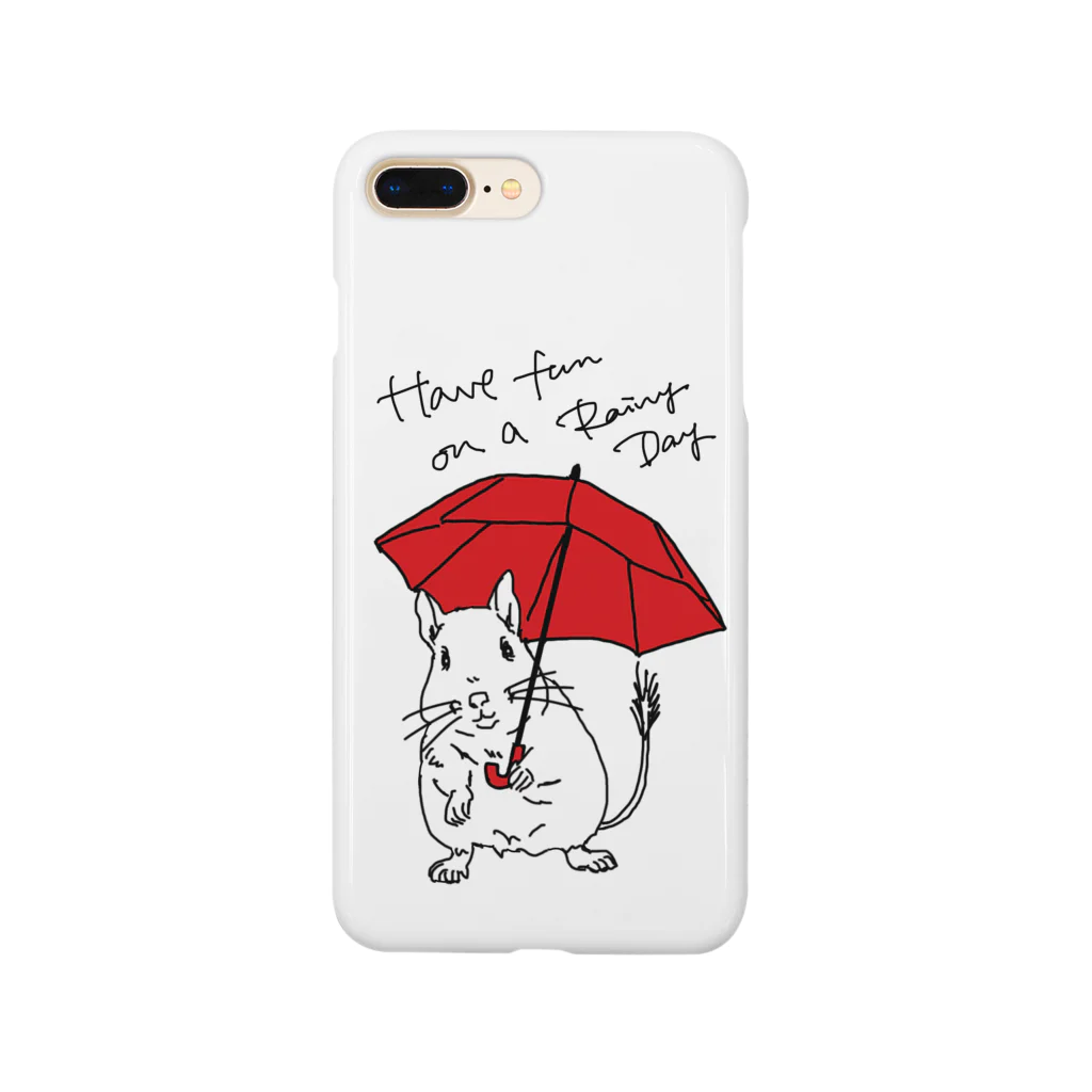 kanako-mikanのHave fun on a Rainy day (Red Umbrella) Smartphone Case