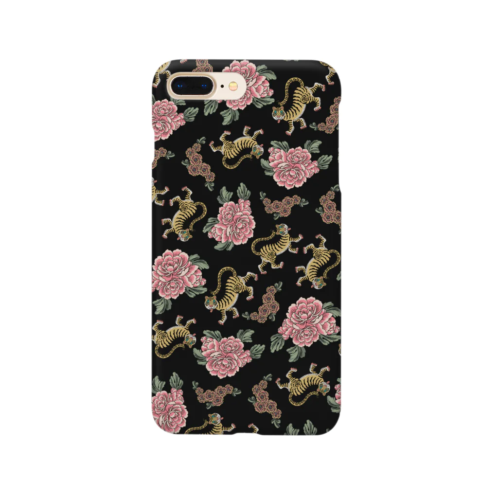 ムギギギのお花と虎ちゃん（黒） Smartphone Case