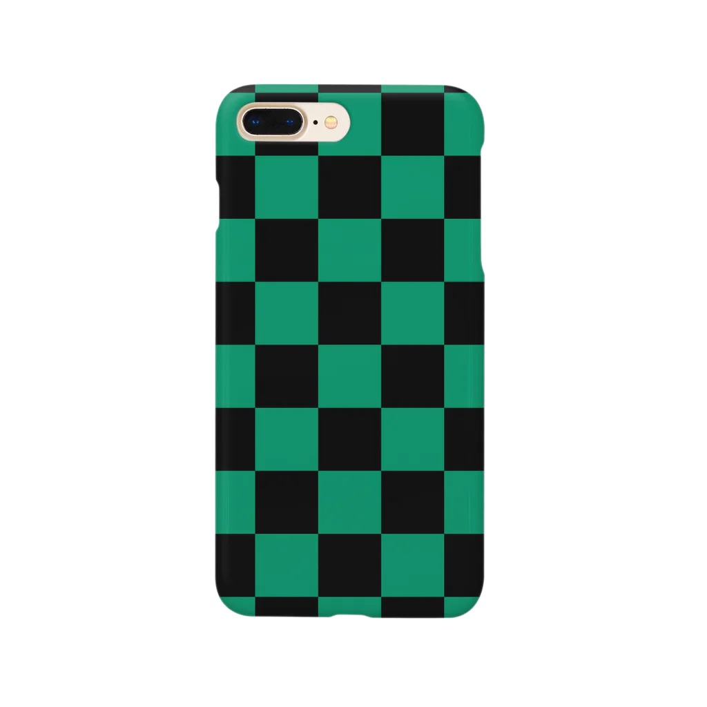 iPhone のケース屋の市松模様 (黒/緑) Smartphone Case