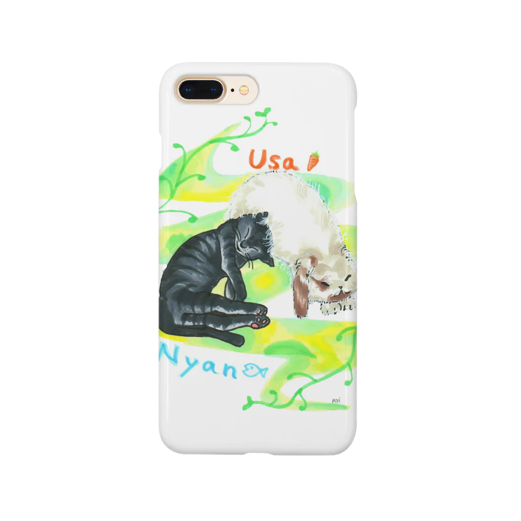 miku'ꜱGallery星猫のにゃんこ と ラビット 仲良くお昼寝 Smartphone Case