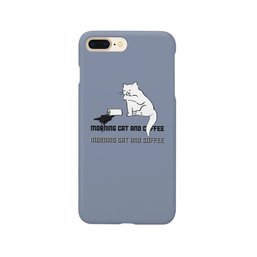 hito reimeiのmorning cat and coffee  blue スマホケース