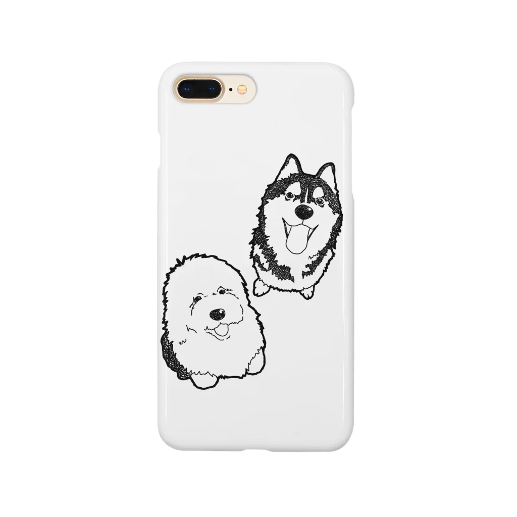 朔のボウルのオールドイングリッシュシープドッグとハスキー Smartphone Case