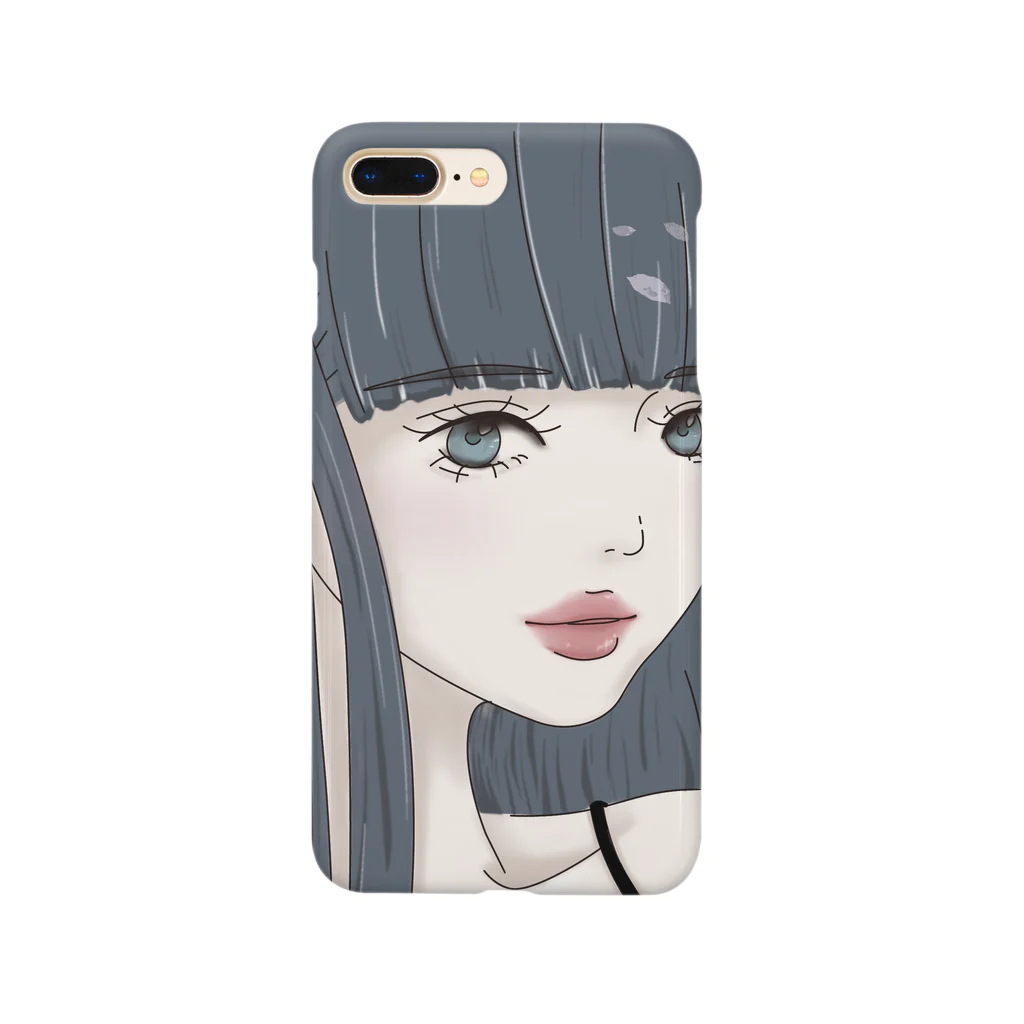 m i n a n oの黒髪ロングの女の子と桜 Smartphone Case