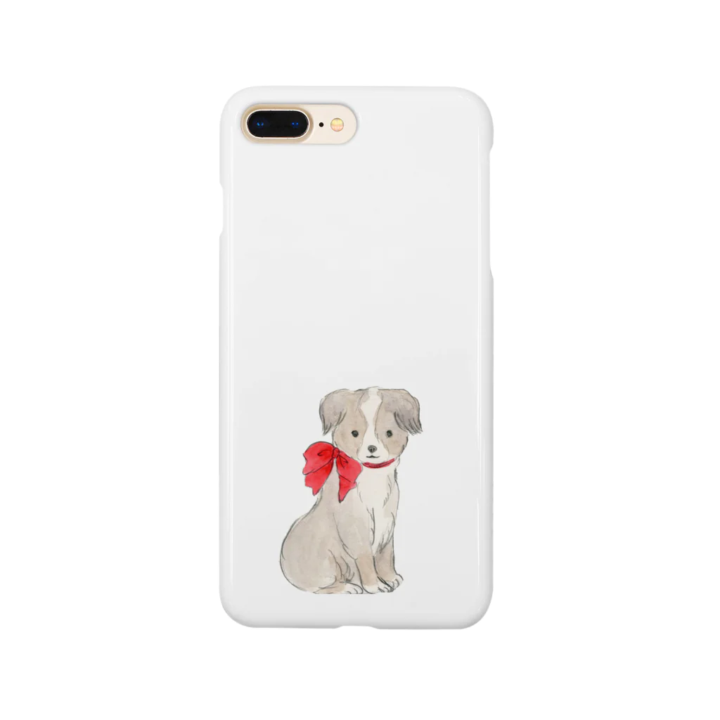 小さな星の庭の赤いリボンの犬 Smartphone Case