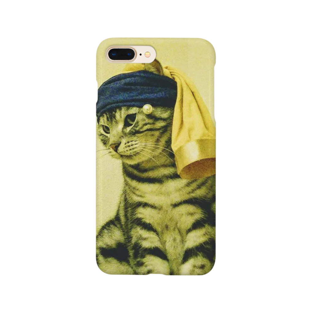 ぐうライショップの真珠の耳飾りの猫 Smartphone Case