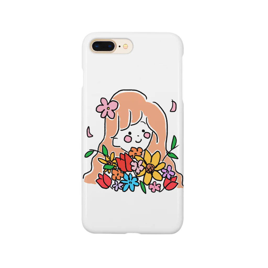 なんりぽ❇︎ほのぼのぎゃらりーのふわふわがーる　お花を添えて Smartphone Case