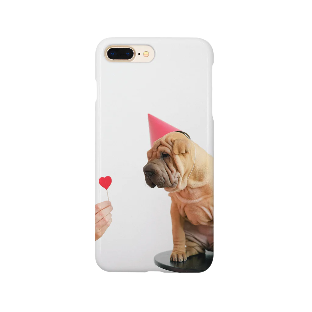 Simple Caseのハートを見つめる犬のスマホケース Smartphone Case