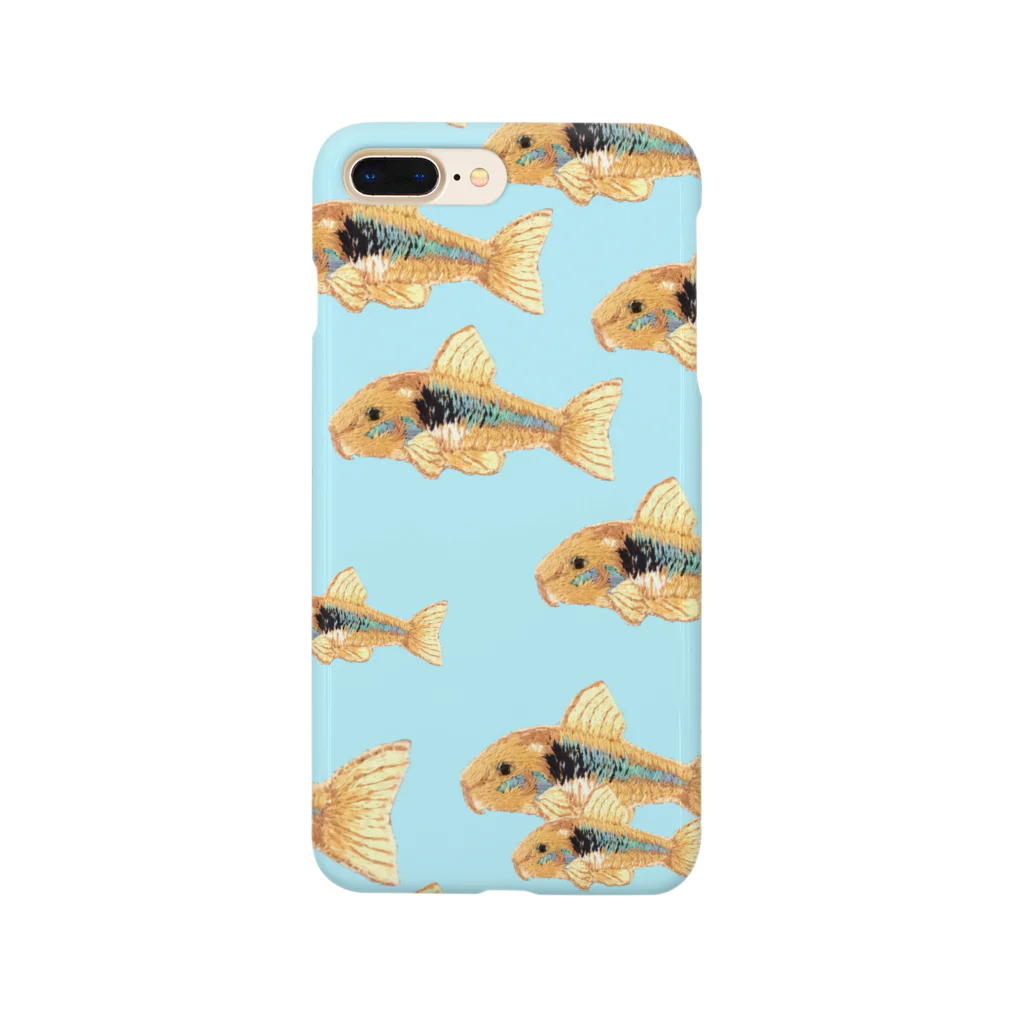 Mahoの熱帯魚 Corydoras Aeneus (大群) 水色 Smartphone Case