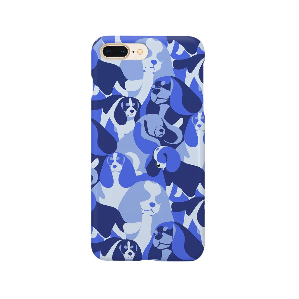 きくはうす  🐾ほぼキャバリアのキャバリア×迷彩（カモフラ）柄→青 Smartphone Case