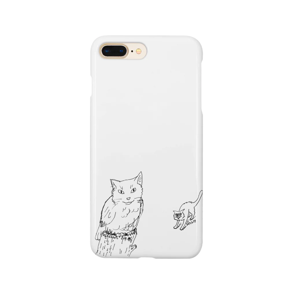 かえるはるきのこ（RURUKO)のネコとミミズク Smartphone Case